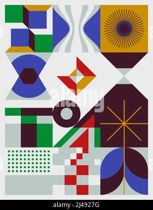 Digital collage graphics pattern made with vector abstract forms and generative geometric shapes, useful for web background, poster art design, magazi Stock Vector