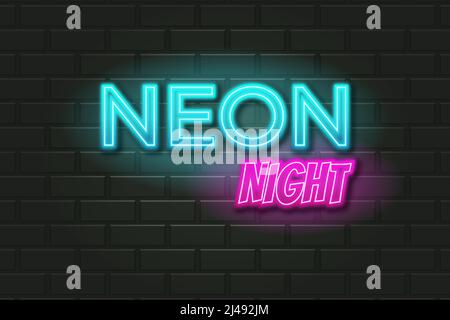 Editable text effects Neon , words and font can be changed Stock Vector