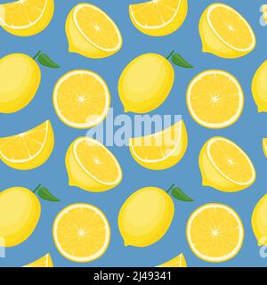Bright seamless pattern with lemon, vector illustration Stock Vector