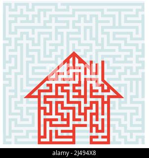 Buy house maze, concept illustration Stock Vector