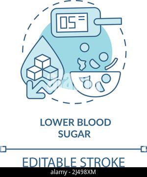 Lower blood sugar turquoise concept icon Stock Vector