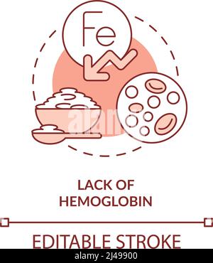 Lack of hemoglobin red concept icon Stock Vector