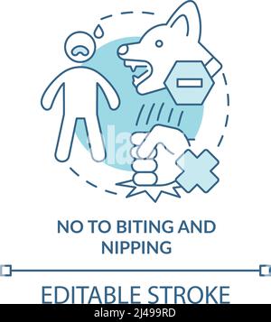 No to biting and nipping turquoise concept icon Stock Vector