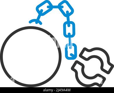 Fetter With Ball Icon. Editable Bold Outline With Color Fill Design. Vector Illustration. Stock Vector