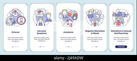 Criteria for PTSD onboarding mobile app screen Stock Vector