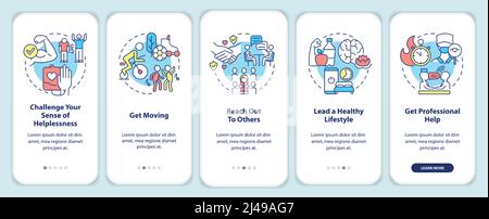 Self-help with PTSD onboarding mobile app screen Stock Vector