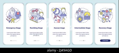 Stages of PTSD onboarding mobile app screen Stock Vector