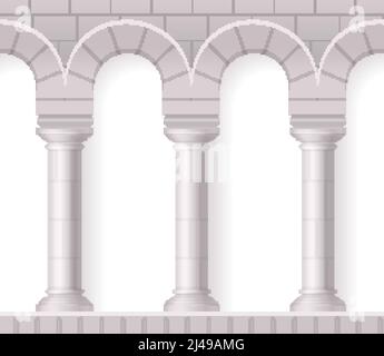 Realistic antique white columns realistic composition with 3d style on ...