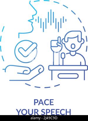 Pace your speech blue gradient concept icon Stock Vector