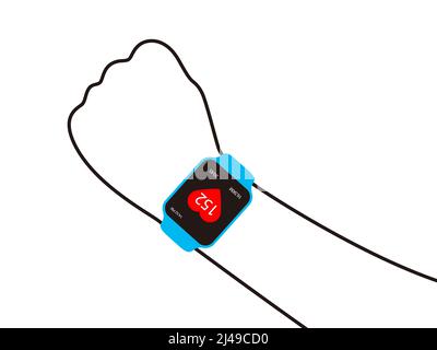 Fashion smart watch with hand, flat vector Stock Vector