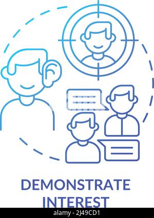 Demonstrate interest blue gradient concept icon Stock Vector