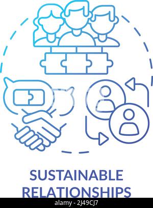 Sustainable relationships blue gradient concept icon Stock Vector