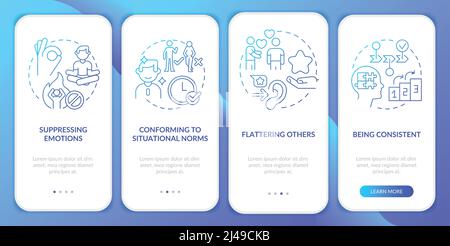 Impression management blue gradient onboarding mobile app screen Stock Vector