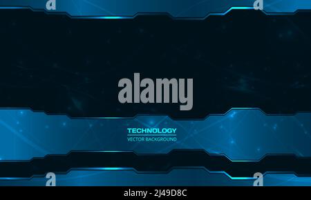 Technology digital dark blue abstract background. Navy blue abstract metallic frame layout design innovation hi-tech concept background. Stock Vector