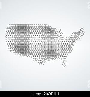 USA circle map. Concept for networking, technology and connections. America made out of circles. Stock vector illustration isolated on white Stock Vector
