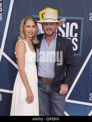 Cody Johnson and Brandi Johnson at the 2022 CMT Music Awards held at