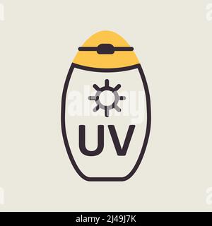 Sunscreen cream vector icon. Summer sign. Graph symbol for travel and tourism web site and apps design, logo, app, UI Stock Vector
