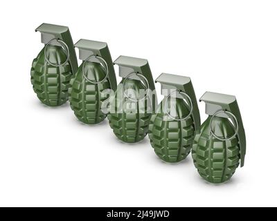 Fragmentation hand grenades on white background Stock Photo