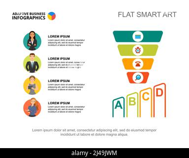 Four elements plan process chart template. Business data. Abstract elements of diagram, graphic. Partnership, strategy, marketing, teamwork creative c Stock Vector