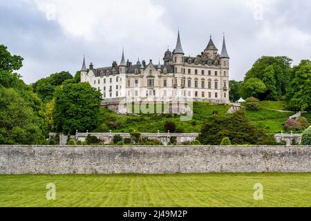 Dunrobin Castle viewed from the beach, Sutherland, Highland, Scotland, UK Stock Photo