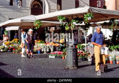 Flower Stall Campo de Fiori Market Rome Italy Stock Photo