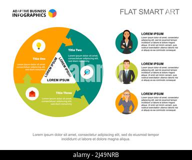 Three colleagues process chart template for presentation Stock Vector ...
