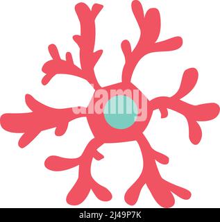 Red cell with nucleus and outgrowth semi flat color vector object Stock Vector