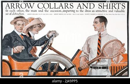 Vintage advertising: Arrow collars and shirts (1912) Poster design by JC Leyendecker - Arrow collars & shirts (1912) Stock Photo