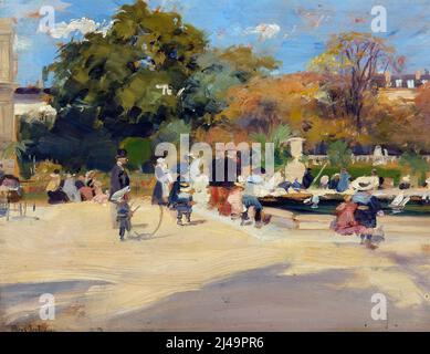Oil painting by Joseph Christian Leyendecker (American, 1874-1951) Paris, September 1896. Oil on panel. Stock Photo