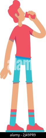 Man drinking enough water semi flat color vector character Stock Vector