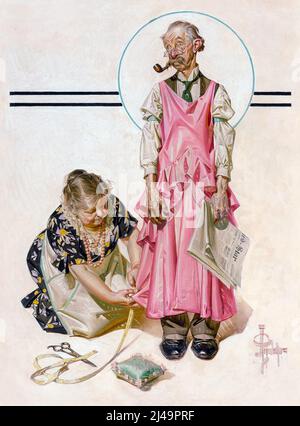 Joseph Christian Leyendecker (American, 1874-1951) Living Mannequin, The Saturday Evening Post cover, March 5, 1932. Stock Photo