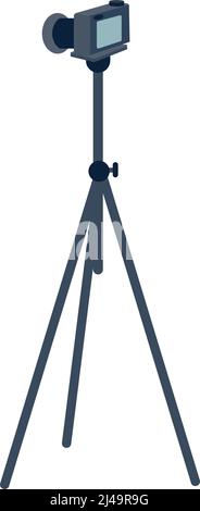 Camera on tripod semi flat color vector object Stock Vector