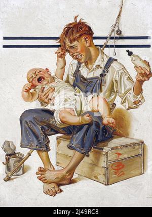 JOSEPH CHRISTIAN LEYENDECKER (American 1874 - 1951) cover illustration for The Saturday Evening Post, August 25, 1923 Stock Photo
