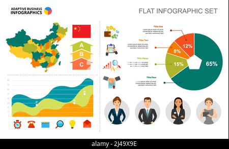 Financial area and pie chart template for presentation. Business data. Abstract elements of diagram, graphic. Report, finance, marketing or analysis c Stock Vector