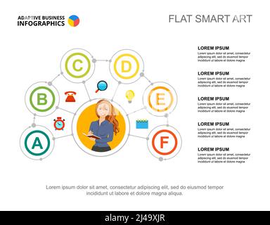 Five steps process chart template for presentation. Business data. Abstract elements of diagram, graphic. Corporate, finance, marketing or production Stock Vector