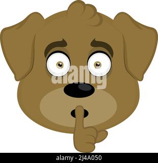 Vector illustration of emoticon of a cartoon dog face asking for silence Stock Vector