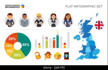 Progress review bar and pie charts template for presentation. Business data visualization. Workflow, finance, accounting or management creative concep Stock Vector