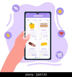 Online ordering of products. Flat vector illustration Stock Vector ...