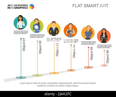 Six colleagues process chart template for presentation Stock Vector ...