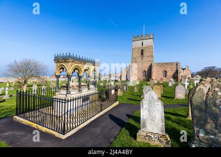 The Grace Darling monument in the churchyard of St Aidan’s Church in Bamburgh, Northumberland Coast, England Stock Photo