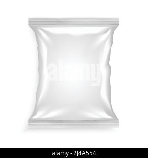White plastic bag for chips snacks crisps peanuts another food for designers vector illustration Stock Vector