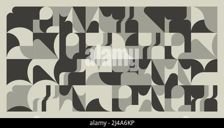 Modern abstract vector artwork made with various simple geometric forms and monochrome graphics elements useful for poster, cover, art, presentation, Stock Vector