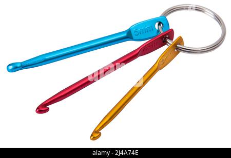 Travel Pocket Set of Knitting Crochet Hooks on Ring Stock Photo