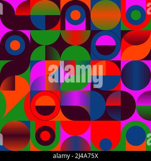 Neo-Geo vector pattern graphics artwork inspired by abstract modernist aesthetics design. Modern geometric collage for poster, cover, art, presentatio Stock Vector