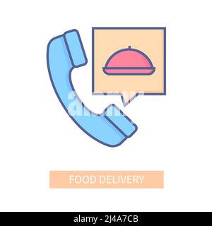Food delivery - modern colored line design style icon Stock Vector