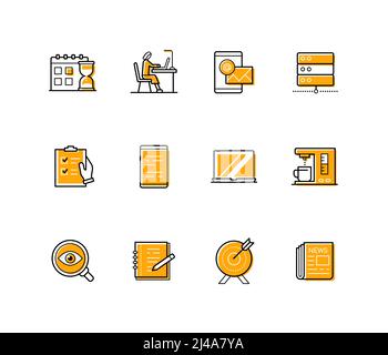 Work and planning - modern line design style icons set Stock Vector