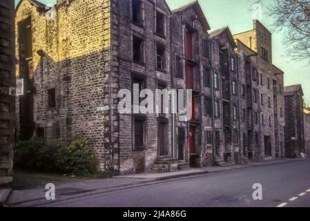 1975 archive photograph of warehouses on St George's Quay, Lancaster overlooking the River Lune. Since refurbished and converted to flats. Stock Photo