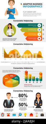 Marketing and analysis concept infographic charts set. Business area and pie charts for presentation slide templates. Can be used for financial report Stock Vector