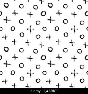 Abstract grunge pattern with crosses and circles. Stock Vector