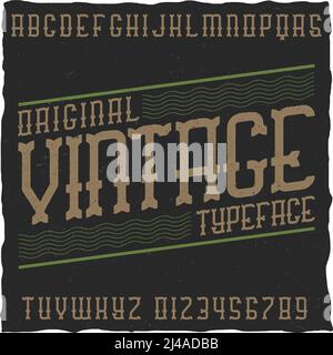 Vintage label font with sample label design. Good to use in any retro design labels. Stock Vector